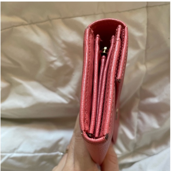 Furla two-fold long wallet L-shaped zipper coin purse pink leather for Ladies - Picture 11 of 15